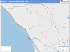 Santa Rosa Metro Area Digital Map Color Cast Style